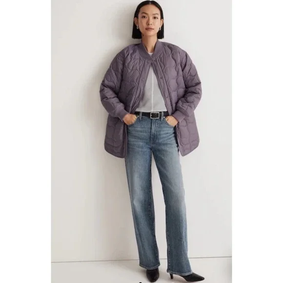 Madewell Quilted Oversized Bomber Jacket‎ Smokey Grape Size XXS purple - Picture 2 of 8